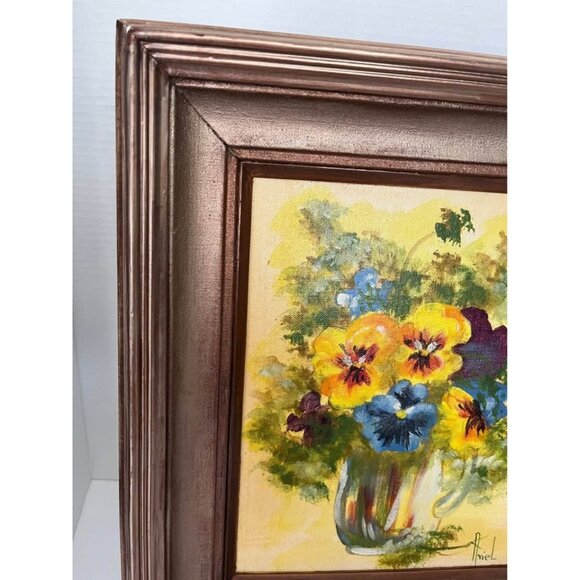 VINTAGE FLORAL OIL PAINTING By ARIEL - Picture 2 of 5